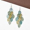 430 Stainless Steel Leaf Dangle Earrings EJEW-A137-06P-02-1