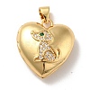 Rack Plating Brass Micro Pave Clear Cubic Zirconia Locket Pendants KK-M227-07G-1