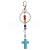 Dyed Synthetic Turquoise Cross Keychain KEYC-JKC01041-2