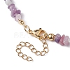Natural Lepidolite/Purple Mica Stone Chip Beaded Necklace NJEW-JN04616-04-5