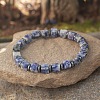 Cube Natural Blue Spot Jasper & Synthetic Non-magnetic Hematite Beads Stretch Bracelets for Women Men LS-PF6426-15-1