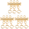3Pcs 3 Holes Brass Slide Lock Clasps KK-BBC0027-60B-1