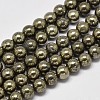 Natural Gold Pyrite Smooth Round Beads Strands G-F197-10-6mm-2