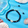 Adjustable 6mm Round Natural Lava Rock Braided Bead Bracelets BJEW-JB10615-03-2