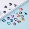 Printed Glass Flat Round Cabochons GGLA-N004-12mm-G-WH-6