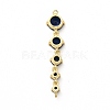 Rack Plating Brass Pave Cubic Zirconia Connector Charms KK-G458-02G-04-2