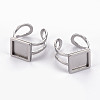 Tarnish Resistant 201 Stainless Steel Cuff Pad Ring Settings STAS-S080-041A-P-5