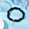 Natural Obsidian Chip Beaded Stretch Bracelets BJEW-JB11133-12-2