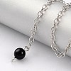 Natural Obsidian Sphere Dowsing Pendulums X-BJEW-E292-A04-3