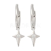 Star 925 Sterling Silver Micro Pave Clear Cubic Zirconia Hoop Earrings for Women EJEW-G427-03P-4