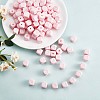 20Pcs Pink Cube Letter Silicone Beads 12x12x12mm Square Dice Alphabet Beads with 2mm Hole Spacer Loose Letter Beads for Bracelet Necklace Jewelry Making JX435E-1