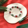 Christmas Theme Gemstone Round Beaded Stretch Bracelets for Women BJEW-TA00538-2