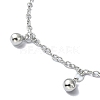 304 Stainless Steel Round Ball Charm Bracelets for Women BJEW-D023-04P-2