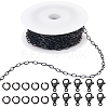10M Ion Plating(IP) 304 Stainless Steel Paperclip Chains wih 50Pcs Open Jump Rings with 20Pcs  Lobster Claw Clasps FIND-SC0012-56C-1