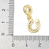 Brass Clear Cubic Zirconia Horseshoe European Dangle Charms KK-Q028-56G-3