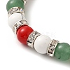 Christmas Theme Gemstone Round Beaded Stretch Bracelets for Women BJEW-TA00538-4