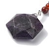 Natural Amethyst Hexagon Pendant Keychain G-Z033-02A-P-2