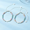 Natural Freshwater Shell & Mixed Gemstone Braided Bead Bracelets for Women BJEW-JB12717-1