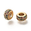 Brass Micro Pave Cubic Zirconia European Beads KK-M318-19G-1