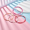 4Pcs 4 Color Handmade Polymer Clay Heishi Beads Stretch Anklets Set for Women AJEW-AN00467-2