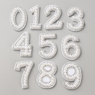 ABS Pearl and Polyester Cloth Iron on/Sew on Patches DIY-WH0888-577-1