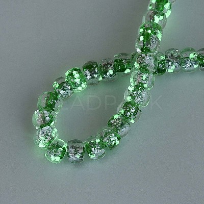 Luminous Handmade Silver Foil Glass Beads Strands FOIL-N029-02B-06-1