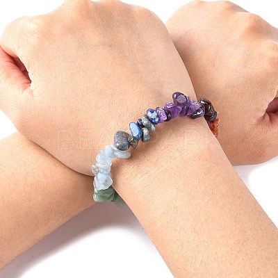 Chakra Gemstone Stretch Bracelets BJEW-JB02288-01-1
