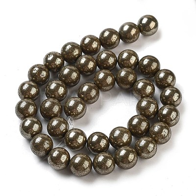 Natural Pyrite Round Beads Strands G-F197-10-10mm-1