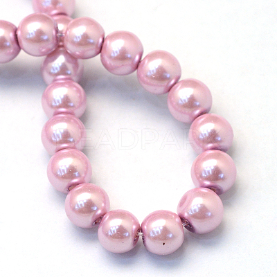 Baking Paint Pearlized Glass Pearl Round Bead Strands HY-Q330-8mm-47-1