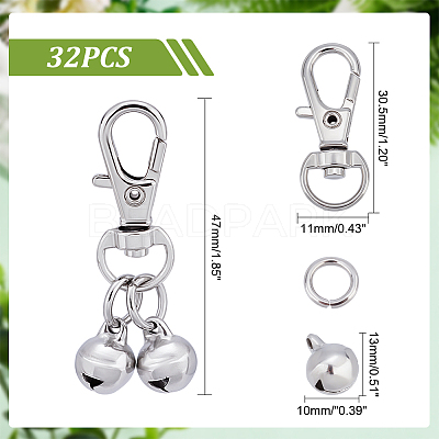 32Pcs 304 Stainless Steel Bell Charm Decorations HJEW-PH01559-1