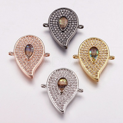 Brass Micro Pave Cubic Zirconia Links ZIRC-F078-13-1
