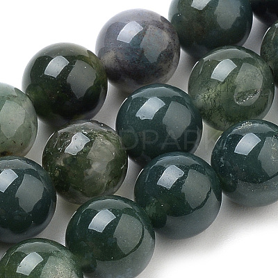 Natural Moss Agate Beads Strands X-G-I199-06-10mm-1