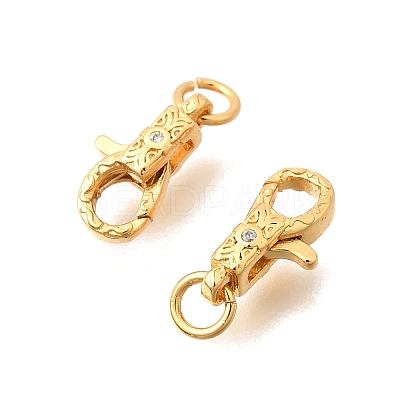 Brass Micro Pave Clear Cubic Zirconia Lobster Claw Clasps KK-G600-25G-03-1