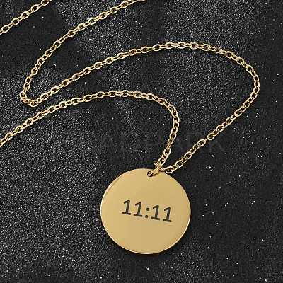 304 Stainless Steel Number 11:11 Pendant Necklaces LS-NJEW-NH0002-01G-05-1
