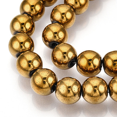 Non-magnetic Synthetic Hematite Beads Strands G-S096-8mm-2-1