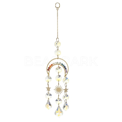 Glass Teardrop Pendant Decorations HJEW-JM01164-1