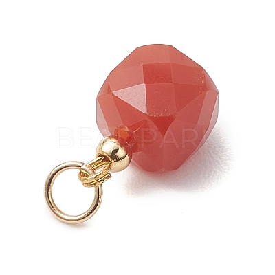 Natural Carnelian Faceted Cube Charms PALLOY-JF04975-1