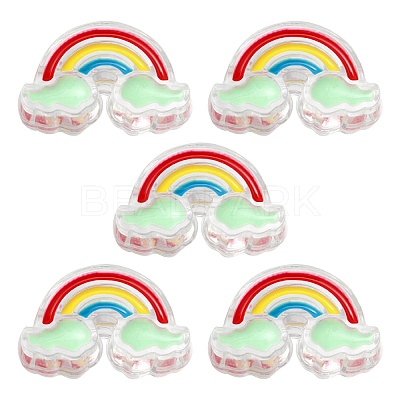 5Pcs Transparent Acrylic Enamel Beads OACR-YW0001-31C-1