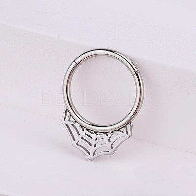 316L Stainless Steel Micro Pave Cubic Zirconia Hoop Nose Rings WG5D603-23-1