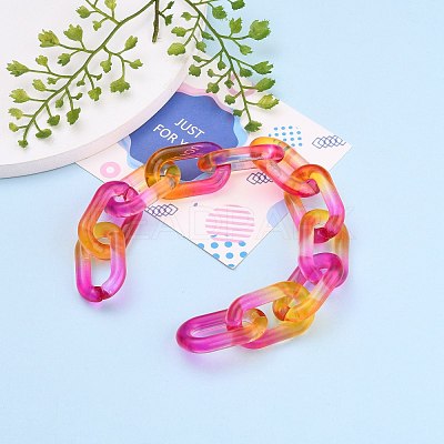 Handmade Two Tone Transparent Acrylic Cable Chains AJEW-JB00840-02-1