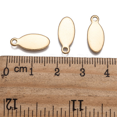 Oval Ion Plating(IP) 304 Stainless Steel Stamping Blank Tag Charms STAS-L159-07G-1
