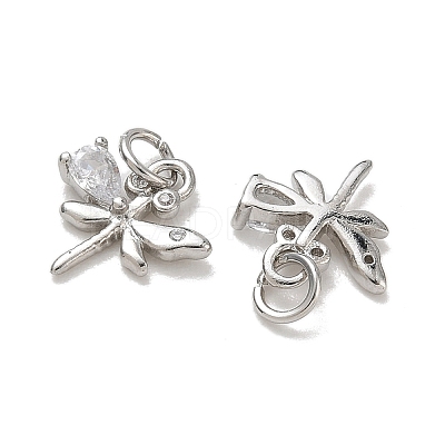 Brass Micro Pave Clear Cubic Zirconia with Glass Charms CU-CBA6E4E-16P-1