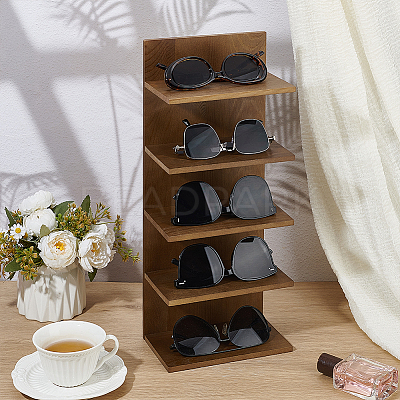 4-Tier Wood Wall Mounted Sunglasses Organizer Holder ODIS-WH0043-184A-1