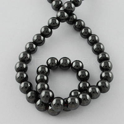 Magnetic Synthetic Hematite Beads Strands G-Q893-4mm-1