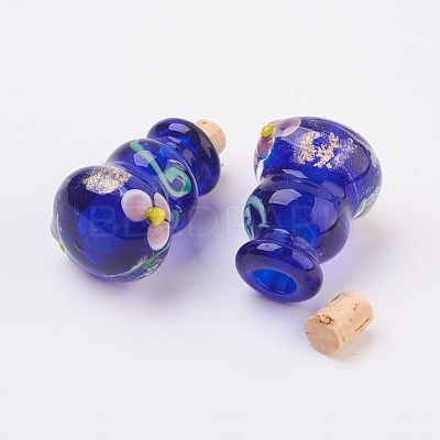 Handmade Lampwork Perfume Bottle Pendants LAMP-P044-B-1
