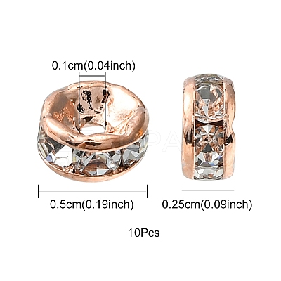 Brass Rhinestone Spacer Beads RB-YW0001-04B-01RG-1