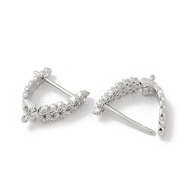 Brass with Cubic Zirconia Stud Earring Findings KK-Q051-02P-1