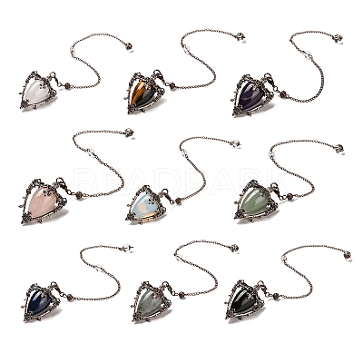 Mixed Gemstone Triangle Dowsing Pendulum Pendants G-G022-01R-1