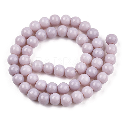 Opaque Solid Color Glass Beads Strands X-GLAA-T032-P8mm-07-1