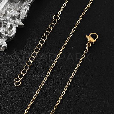 Ion Plating(IP) 304 Stainless Steel Cable Chain Necklace STAS-T040-PJ205-60-1